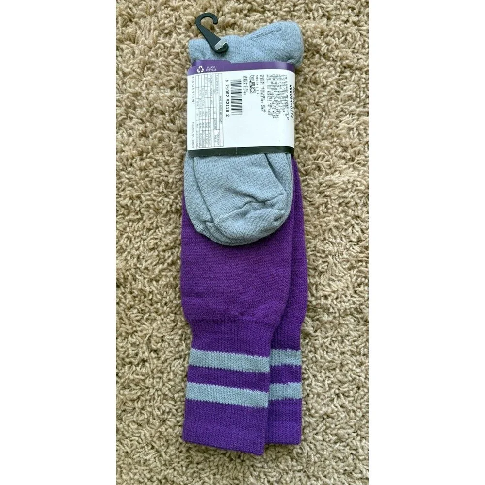 Vtg Ridgeview Silk Wool Blend Skiing Socks Purple Silver Size 8.5-11 USA  NEW!